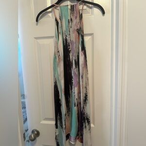Parker Dress in Multicolor. Sleeveless dress halter top w/peep hole in front
